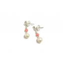 Beautiful Angel Skin Coral and Pearl Drop Earrings